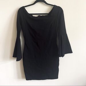 LULU’S Black Bell Sleeve Mini Dress Sz Med
